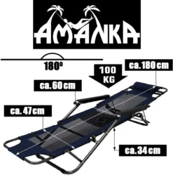 AMANKA 180 X 60 Verstelbare Relaxstoel - Dark Blue -Merkloos Winkel 0664c368d12710ea