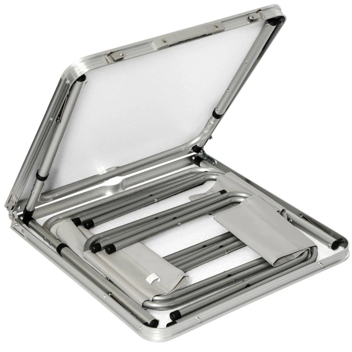 AMANKA 120x60 Bamboe Design Kampeertafel Met 4 Krukjes 6 AMANKA 120x60 Bamboe Design Kampeertafel Met 4 Krukjes - Afbeelding 6