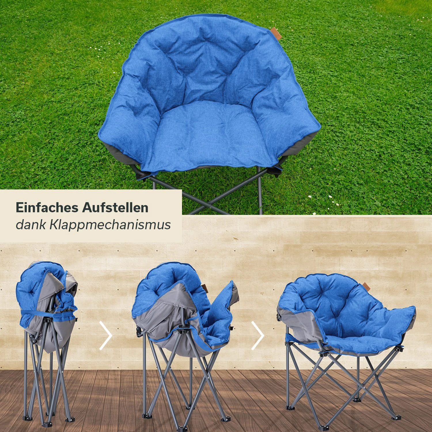 Skandika Moonchair Premium XL Vouwstoel - Blue 5 Skandika Moonchair Premium XL Vouwstoel - Blue - Afbeelding 5