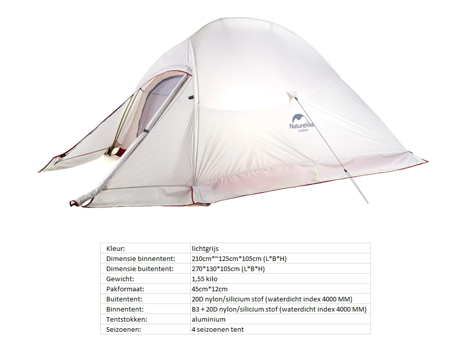Naturehike Cloud Up 2 Upgraded 4-seizoenen Tent 5 Naturehike Cloud Up 2 Upgraded 4-seizoenen Tent - Afbeelding 5