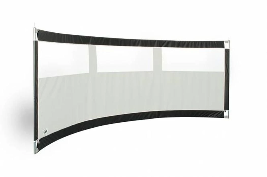 ESVO Gebogen Mistral 300 PVC Met 2 Smalle Ramen Windscherm 1 ESVO Gebogen Mistral 300 PVC Met 2 Smalle Ramen Windscherm