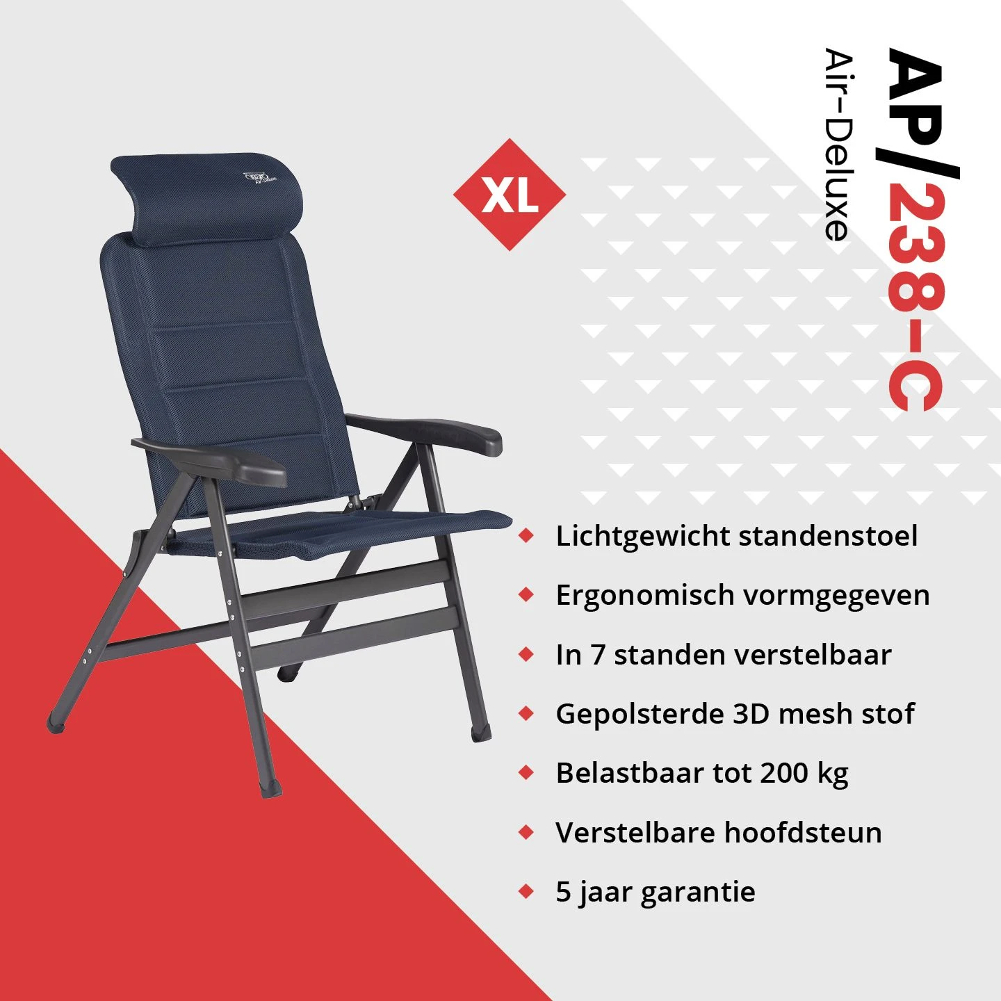 Crespo AP-238 Air-Deluxe Compact Blue Standenstoel 2 Crespo AP-238 Air-Deluxe Compact Blue Standenstoel - Afbeelding 2