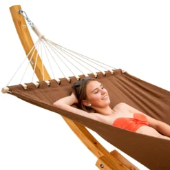 AMANKA 200 X 120 Hangmat Met Houten Frame - Brown -Merkloos Winkel 4e4a3b400936630e