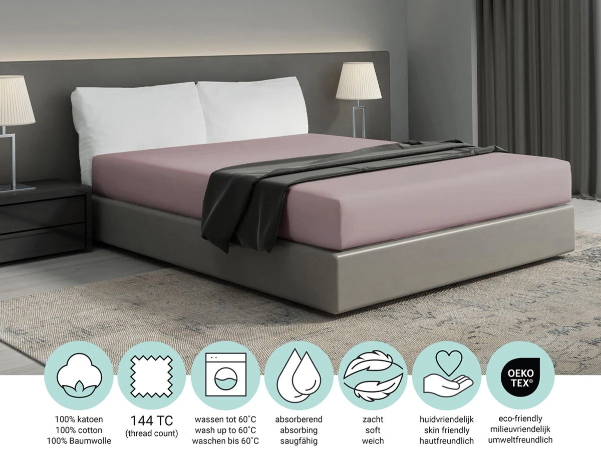 DoubleDry Home 180 X 200 Cm Hoeslaken - Lila 4 DoubleDry Home 180 X 200 Cm Hoeslaken - Lila - Afbeelding 4