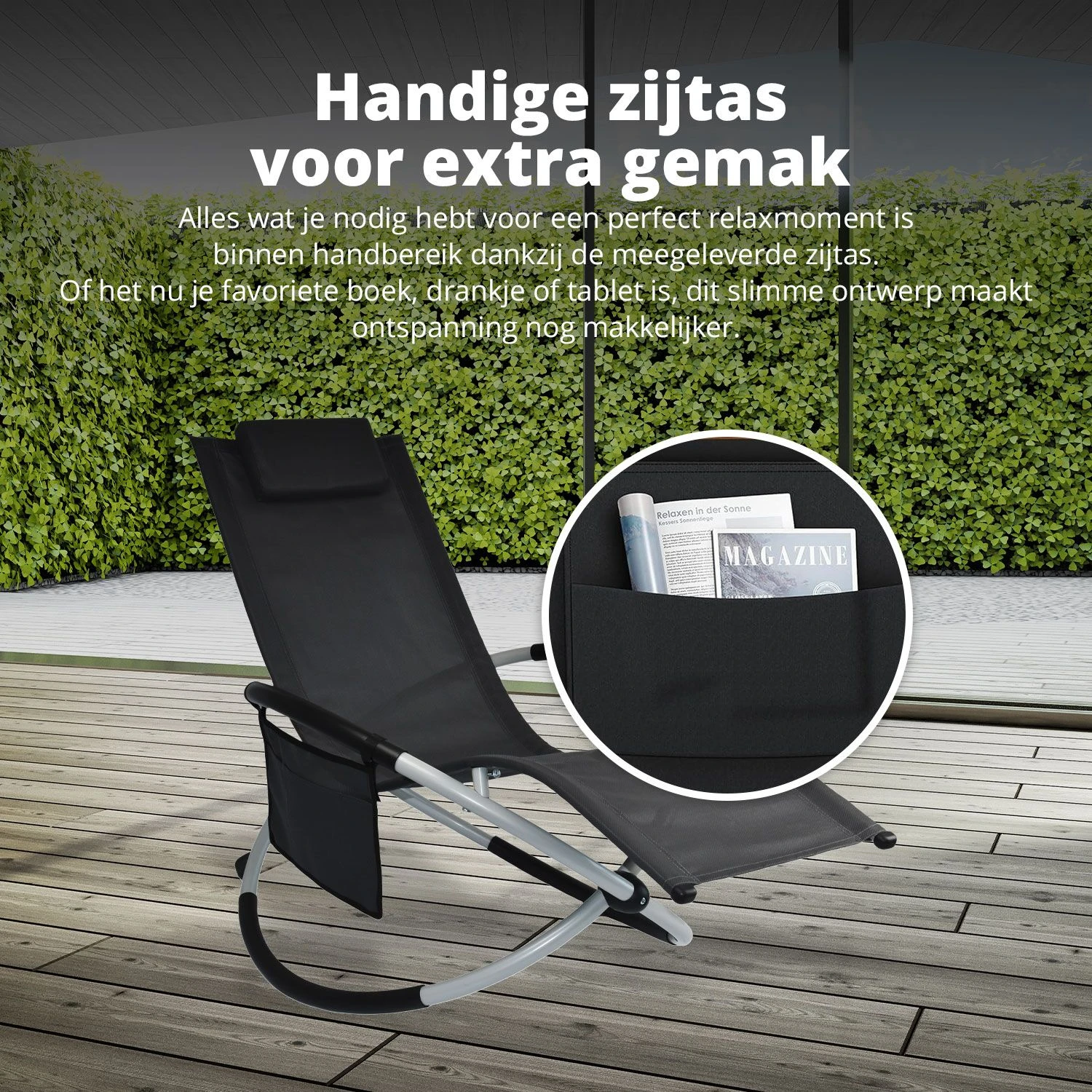 FlinQ Aura Opvouwbare Loungestoel - Antraciet 4 FlinQ Aura Opvouwbare Loungestoel - Antraciet - Afbeelding 4