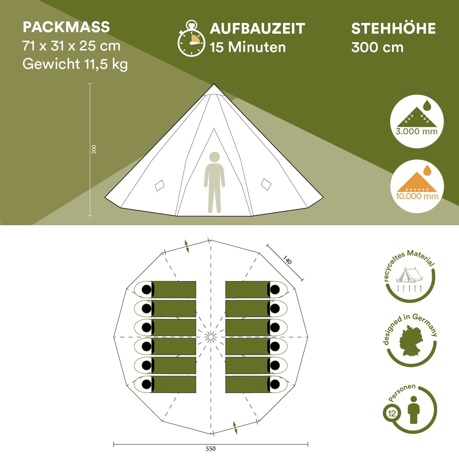 Skandika Tipi Kota 550 Protect Groepstent - Beige 6 Skandika Tipi Kota 550 Protect Groepstent - Beige - Afbeelding 6