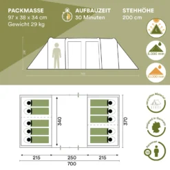 Skandika Montana 10 Sleeper Tunneltent - Blue -Merkloos Winkel 62179ea2e8f463.80681130