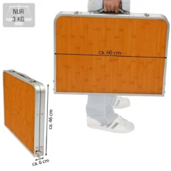 AMANKA 90x60 Bamboe Design Aluminium Kampeertafel -Merkloos Winkel 6229b7309f6716.36950574