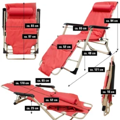 AMANKA 178 X 60 Verstelbare Relaxstoel - Red -Merkloos Winkel 6241955b630611.61280584