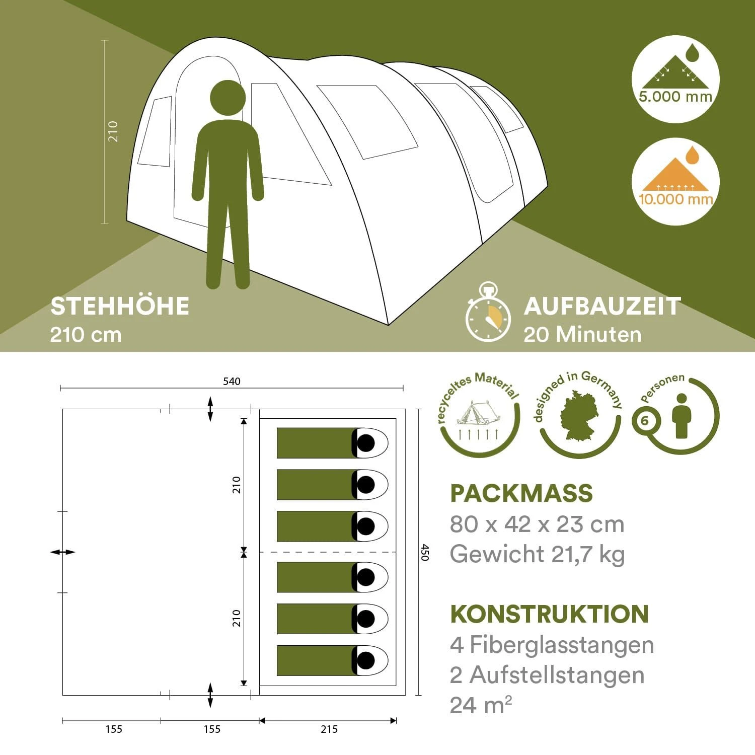 Skandika Gotland 6 Boho Tunneltent 5 Skandika Gotland 6 Boho Tunneltent - Afbeelding 5