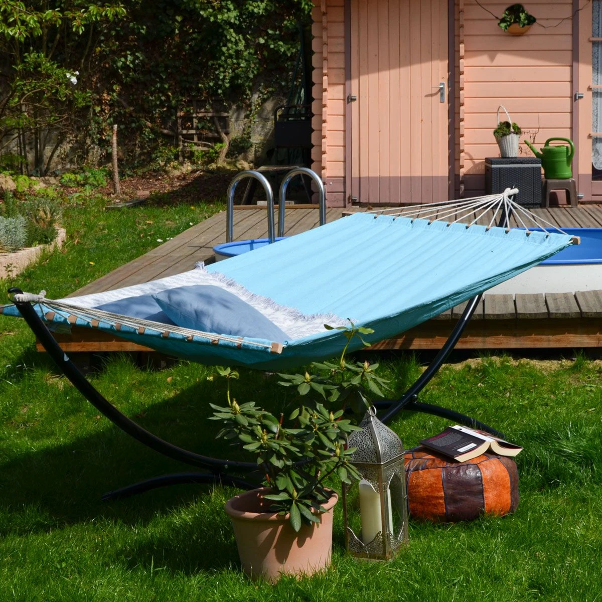 AMANKA 200 X 120 Hangmat- Blue 4 AMANKA 200 X 120 Hangmat- Blue - Afbeelding 4