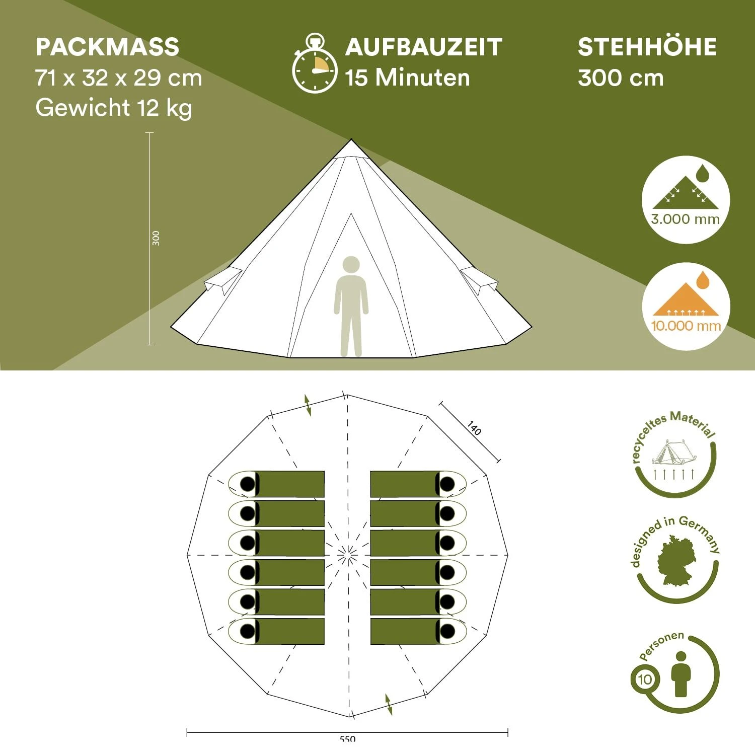 Skandika Tipi Goathi 550 Protect Groepstent - Beige 5 Skandika Tipi Goathi 550 Protect Groepstent - Beige - Afbeelding 5