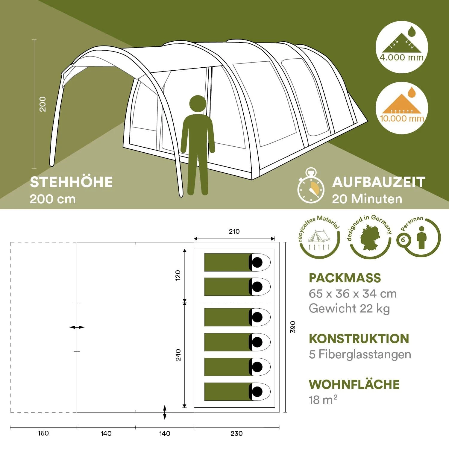 Skandika Falkenberg 6 Tunneltent 6 Skandika Falkenberg 6 Tunneltent - Afbeelding 6