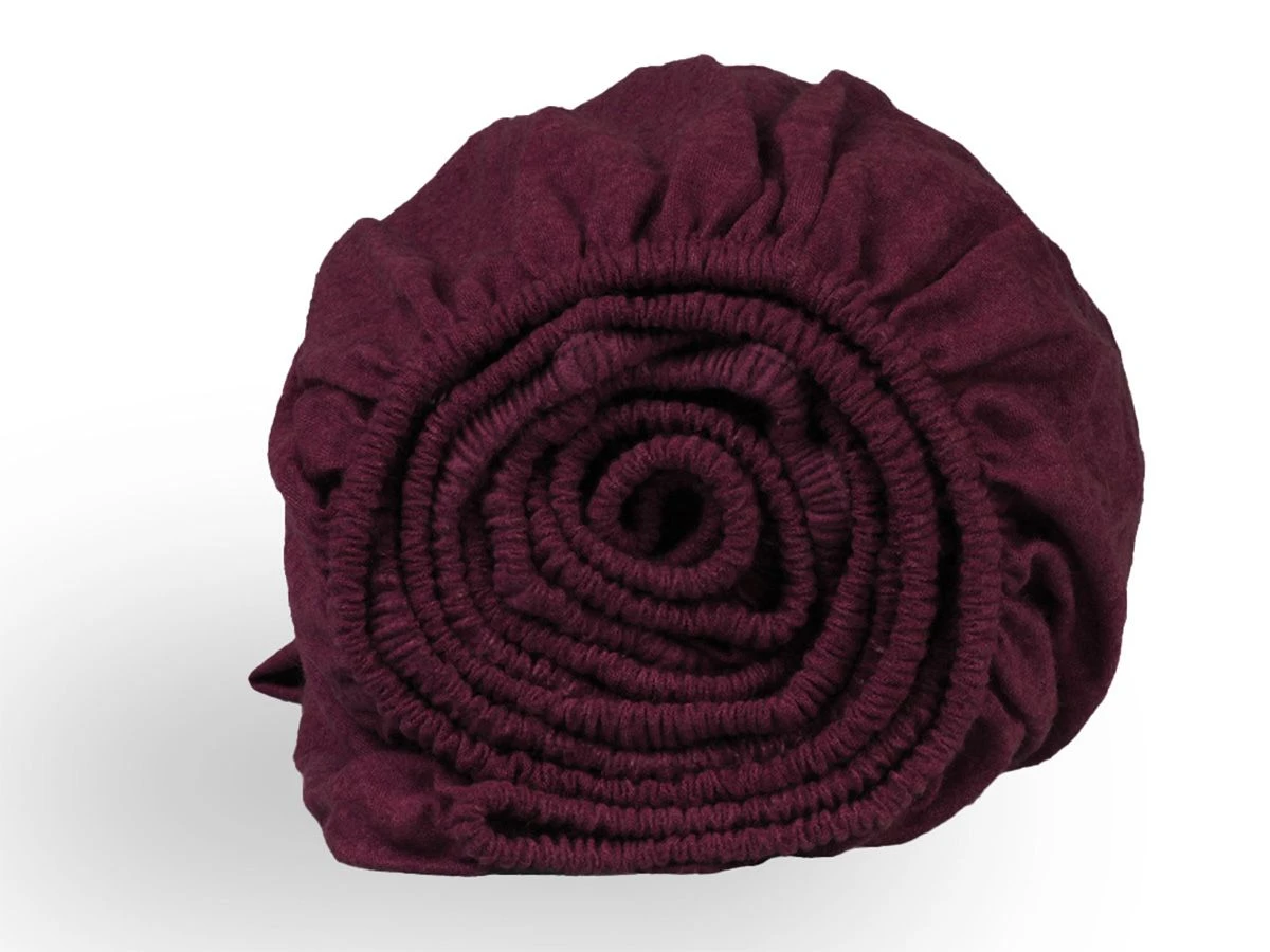 DoubleDry Flanel 140x200 Cm Hoeslaken - Aubergine 2 DoubleDry Flanel 140x200 Cm Hoeslaken - Aubergine - Afbeelding 2