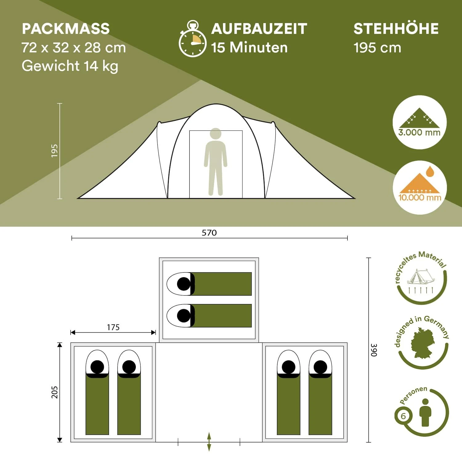 Skandika Daytona 6 XXL Koepeltent 6 Skandika Daytona 6 XXL Koepeltent - Afbeelding 6