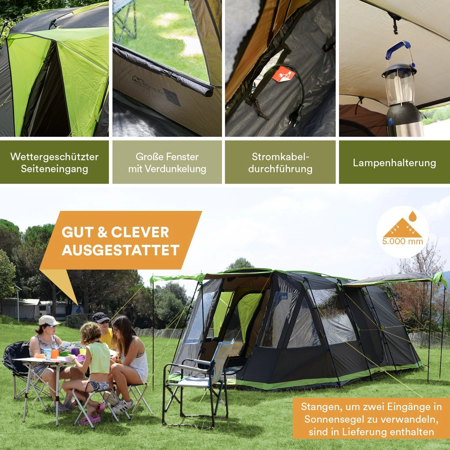 Skandika Nordland 4 Grijze Tunneltent 5 Skandika Nordland 4 Grijze Tunneltent - Afbeelding 5