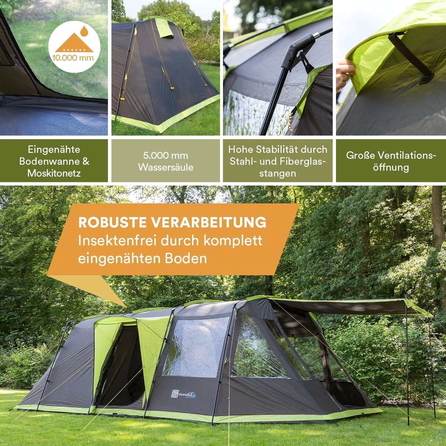 Skandika Nordland 4 Grijze Tunneltent 4 Skandika Nordland 4 Grijze Tunneltent - Afbeelding 4