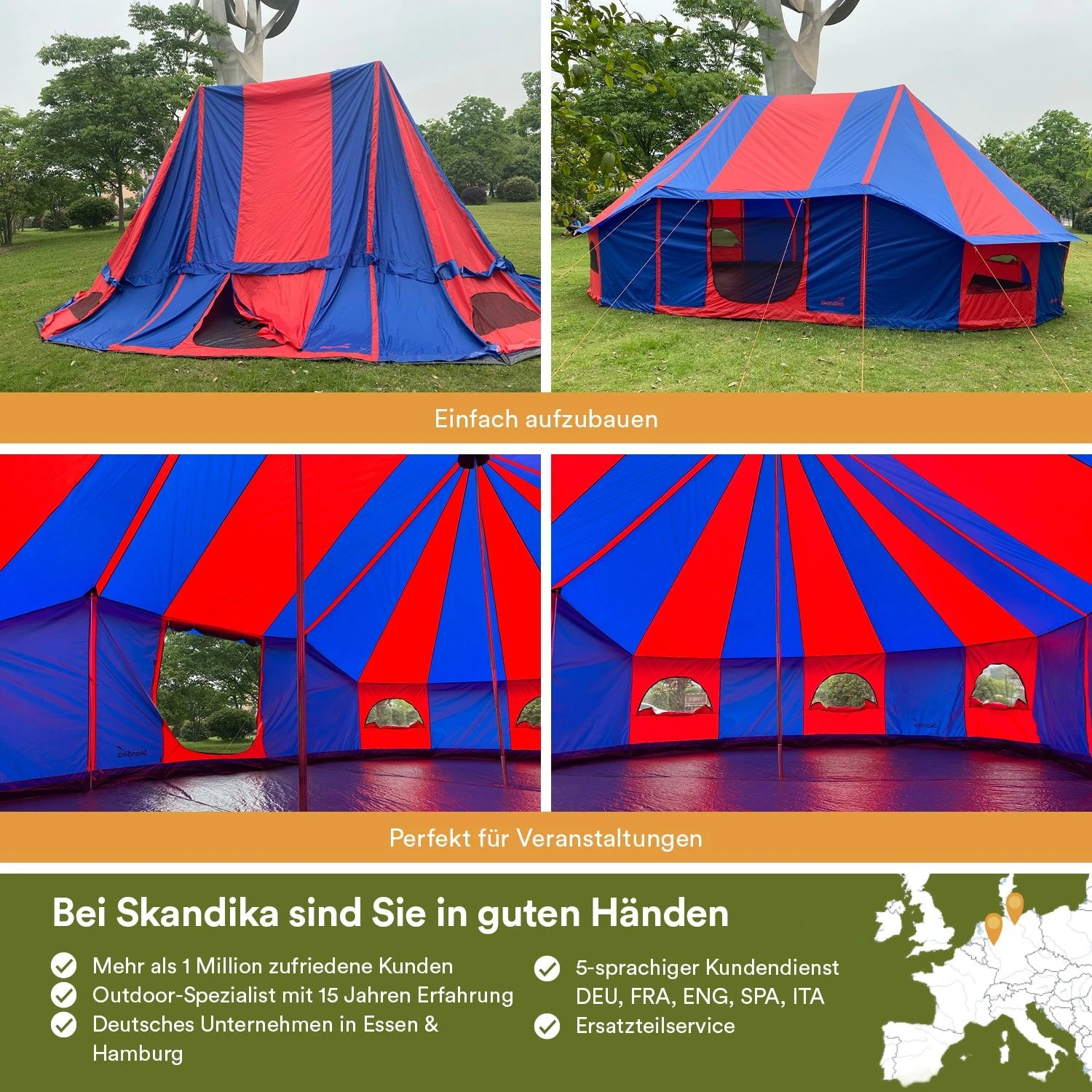 Skandika Morsom Rood/blauwe Eventtent 5 Skandika Morsom Rood/blauwe Eventtent - Afbeelding 5