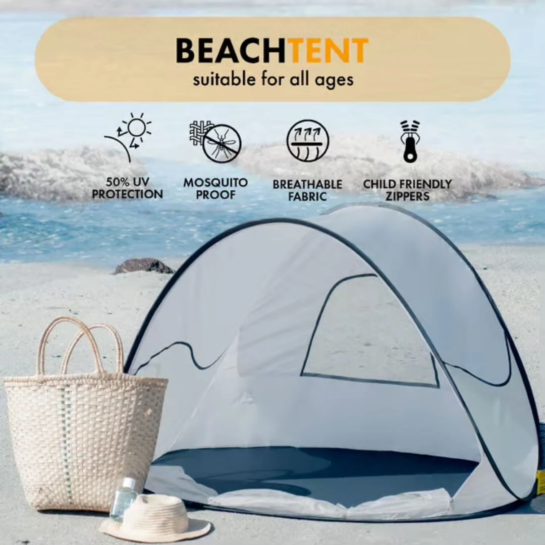 Deryan Luxe Pop Up Zilver Strandtent 2 Deryan Luxe Pop Up Zilver Strandtent - Afbeelding 2