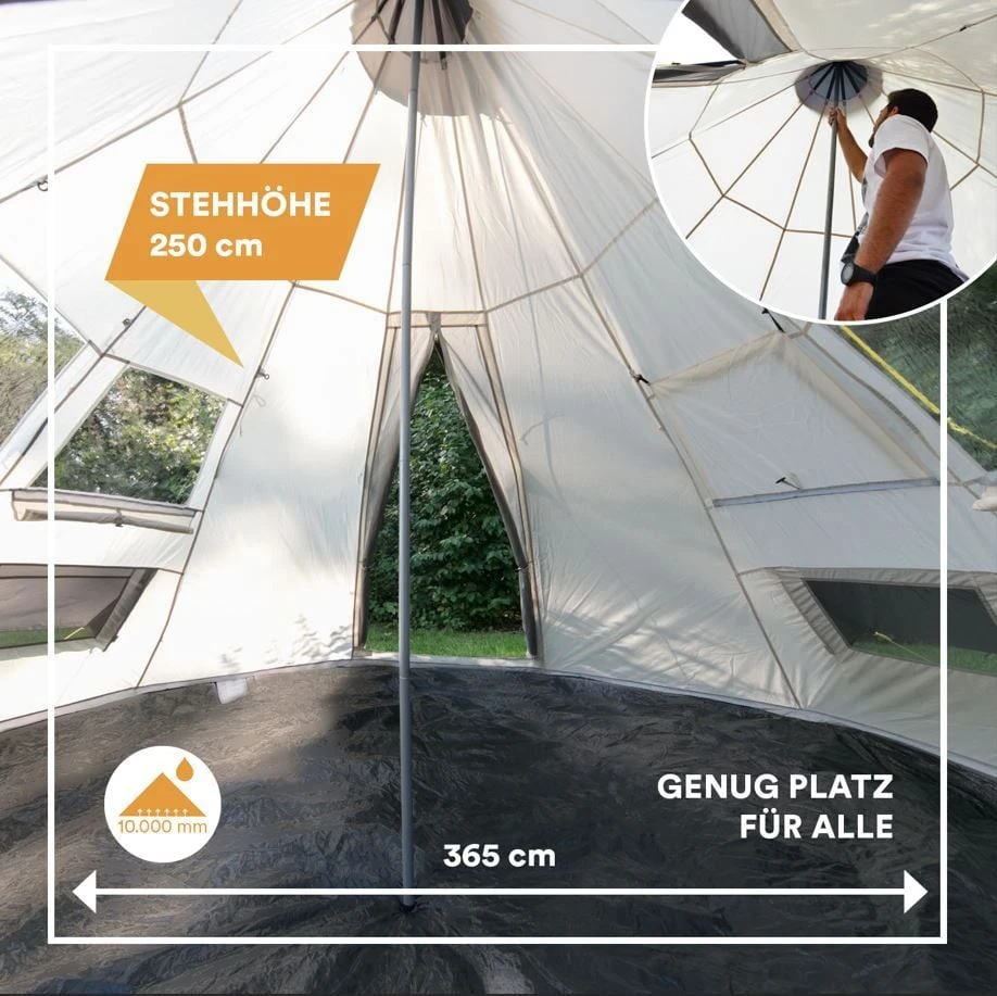 Skandika Tipi Goathi 365 Groepstent - Beige 3 Skandika Tipi Goathi 365 Groepstent - Beige - Afbeelding 3