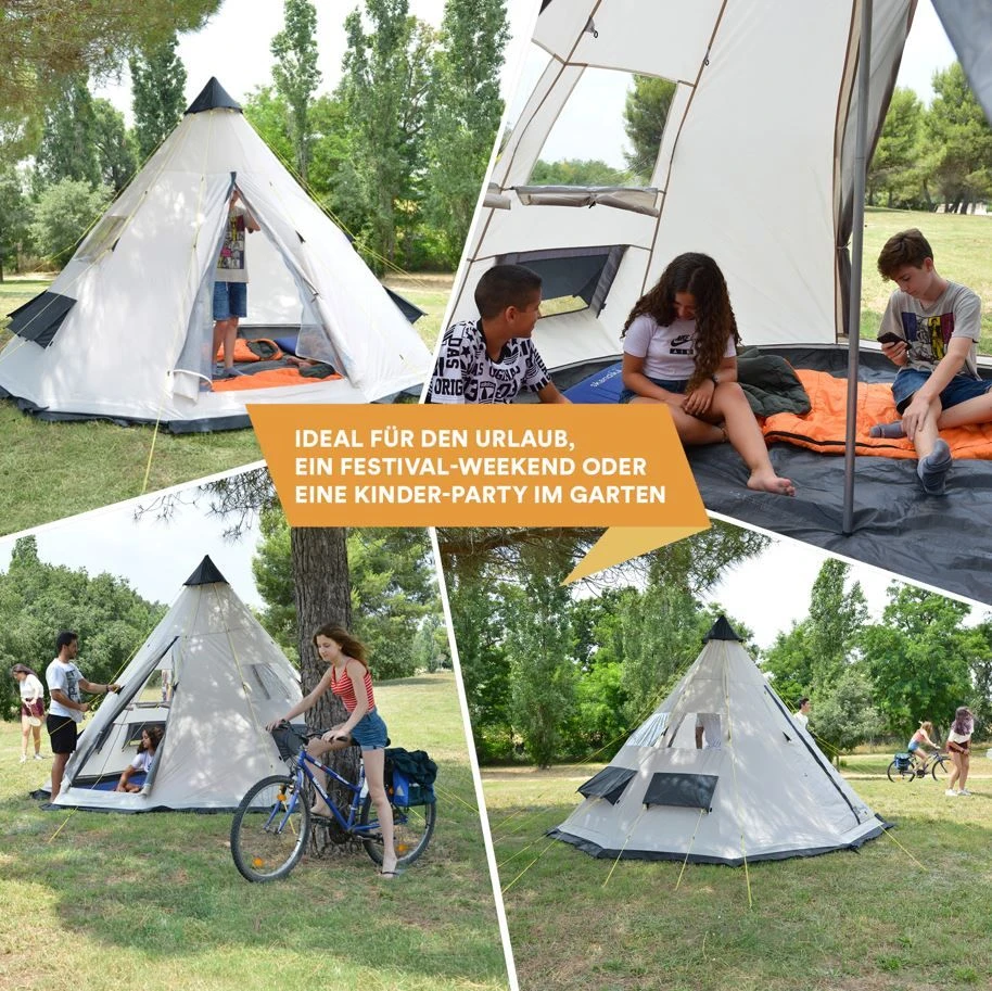 Skandika Tipi Goathi 365 Groepstent - Beige 2 Skandika Tipi Goathi 365 Groepstent - Beige - Afbeelding 2