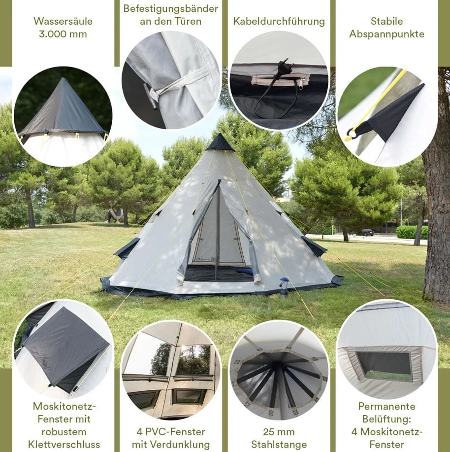 Skandika Tipi Goathi 365 Groepstent - Beige 5 Skandika Tipi Goathi 365 Groepstent - Beige - Afbeelding 5