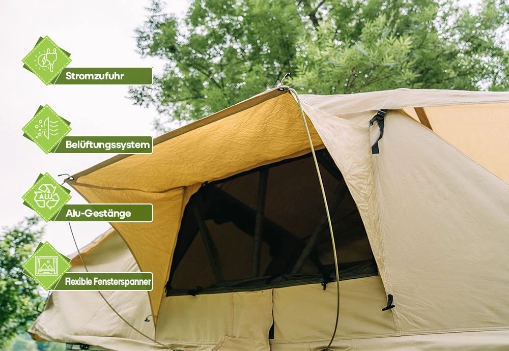 OutdoorU Family Plus 4 Personen Daktent - Grijs 5 OutdoorU Family Plus 4 Personen Daktent - Grijs - Afbeelding 5