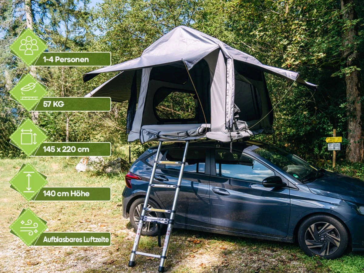 OutdoorU Sky 3 Personen Daktent - Groen 2 OutdoorU Sky 3 Personen Daktent - Groen - Afbeelding 2