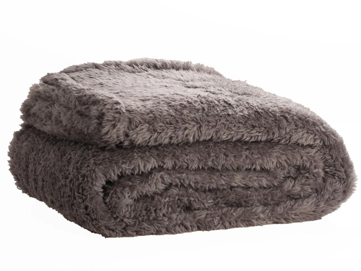 Merkloos PHLOX Teddy 130 X 170 Cm Plaid - Antraciet Grijs 2 Merkloos PHLOX Teddy 130 X 170 Cm Plaid - Antraciet Grijs - Afbeelding 2