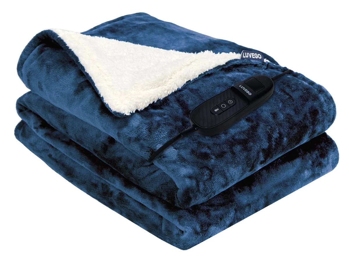 Luvego Fleece/sherpa Elektrische Deken - Dark Blue 1 Luvego Fleece/sherpa Elektrische Deken - Dark Blue