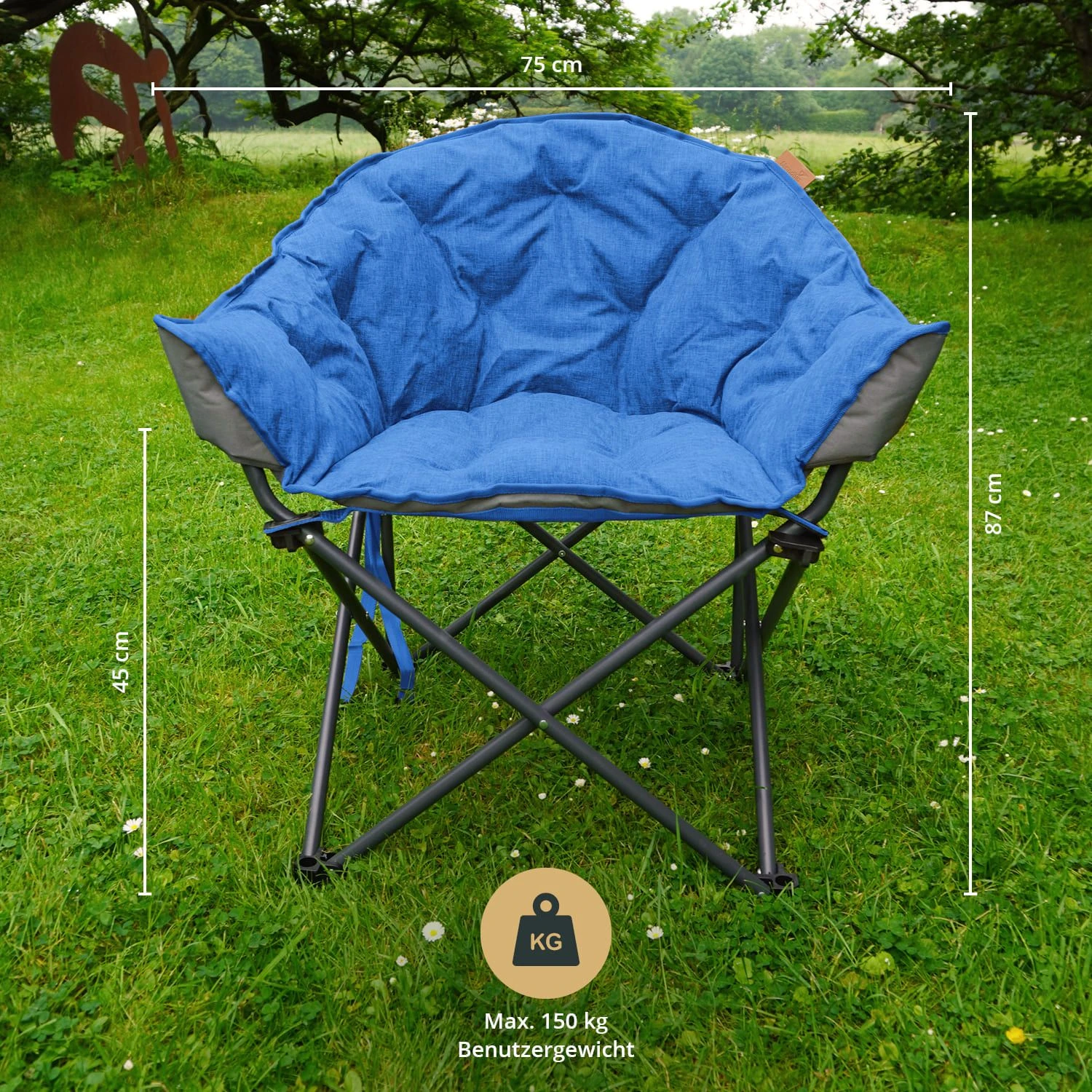Skandika Moonchair Premium XL Vouwstoel - Blue 3 Skandika Moonchair Premium XL Vouwstoel - Blue - Afbeelding 3
