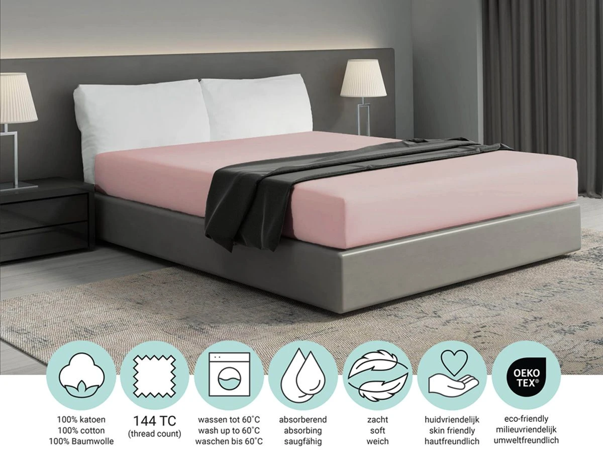 DoubleDry Home 140 X 200 Cm Hoeslaken - Perzik 4 DoubleDry Home 140 X 200 Cm Hoeslaken - Perzik - Afbeelding 4