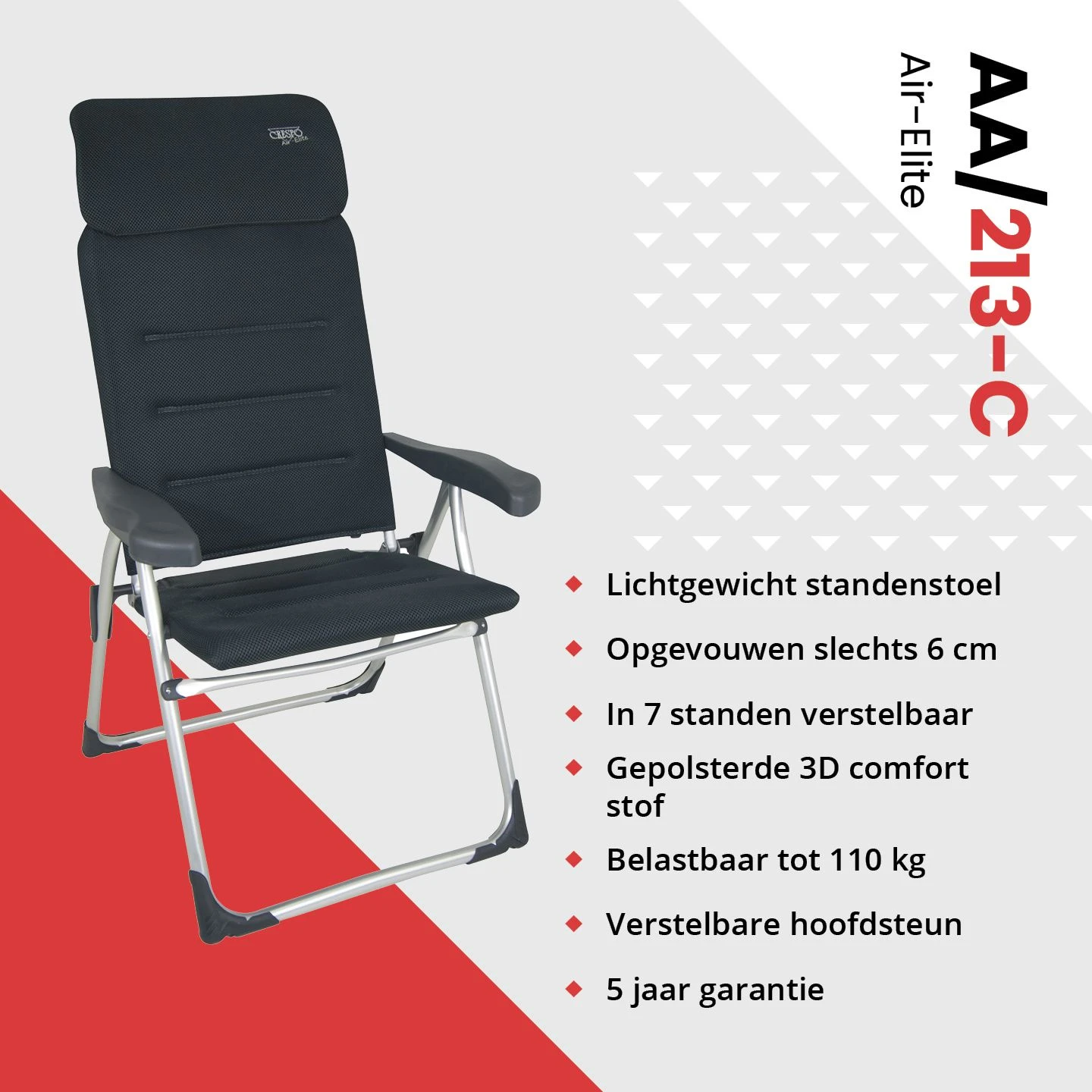 Crespo AA-213 Air-Elite Compact Grey Standenstoel 2 Crespo AA-213 Air-Elite Compact Grey Standenstoel - Afbeelding 2
