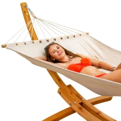 AMANKA 200 X 120 Hangmat Met Houten Frame - Beige -Merkloos Winkel 8aee079a6e9d37f6