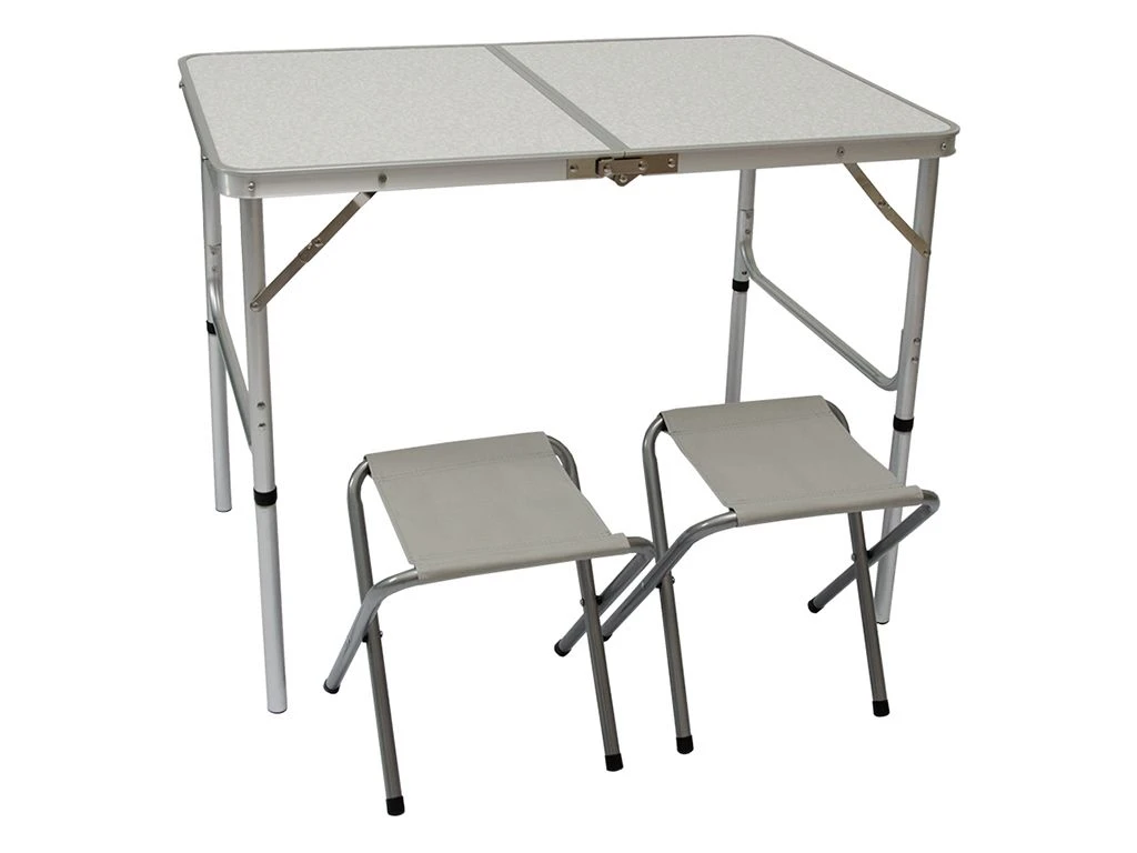 AMANKA 90x60 Hoogte Verstelbare Kampeertafel Met 2 Krukjes 1 AMANKA 90x60 Hoogte Verstelbare Kampeertafel Met 2 Krukjes