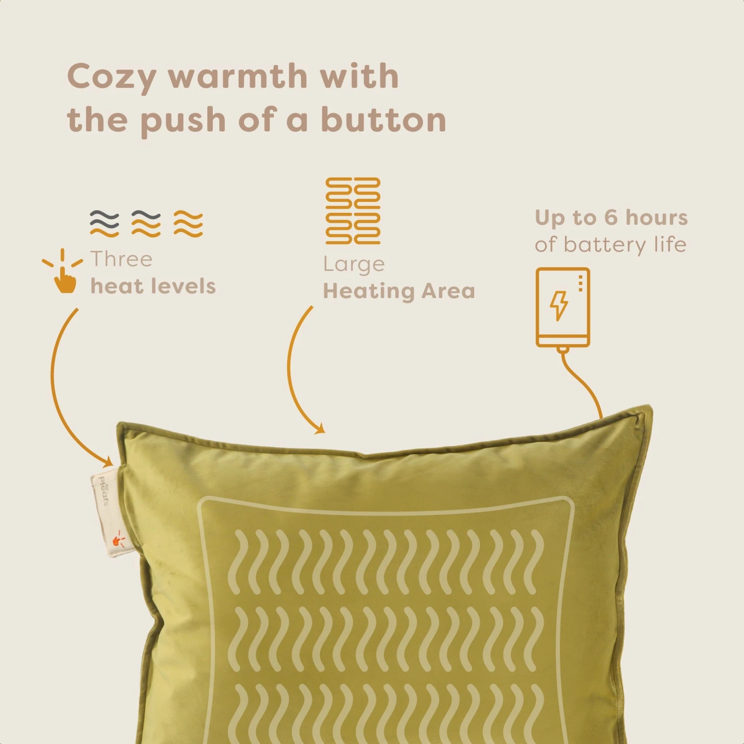 Pleafs Warmtekussen Plush 45x45cm - Barley Corn 3 Pleafs Warmtekussen Plush 45x45cm - Barley Corn - Afbeelding 3