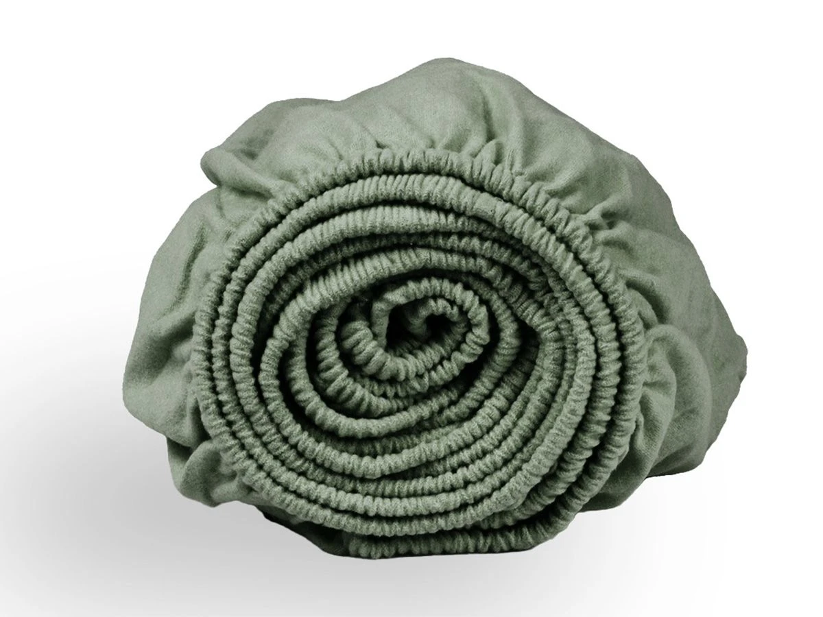 DoubleDry Flanel 90x200 Cm Hoeslaken - Oud Groen 2 DoubleDry Flanel 90x200 Cm Hoeslaken - Oud Groen - Afbeelding 2