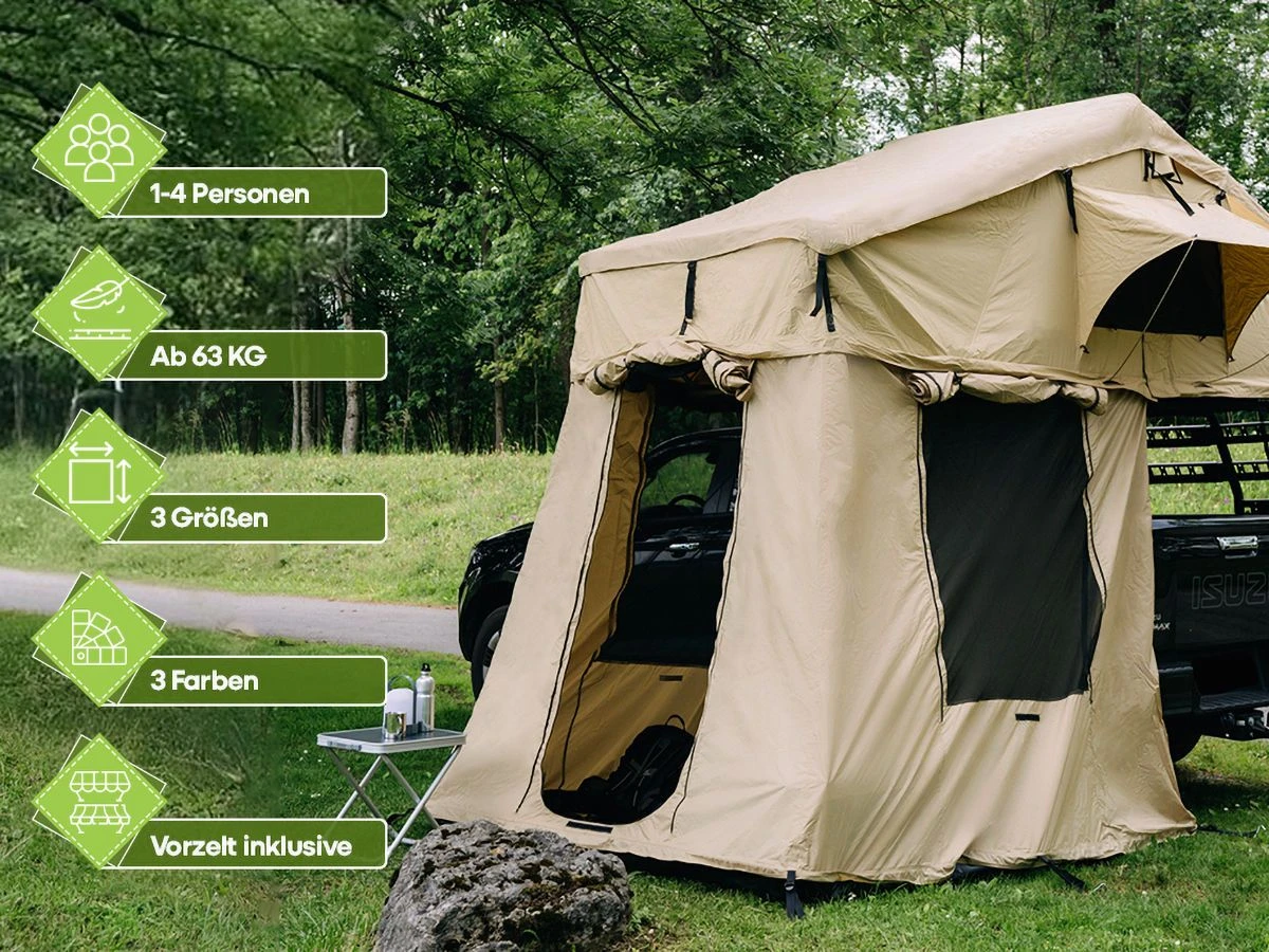 OutdoorU Family Plus 4 Persoons Daktent - Green 2 OutdoorU Family Plus 4 Persoons Daktent - Green - Afbeelding 2