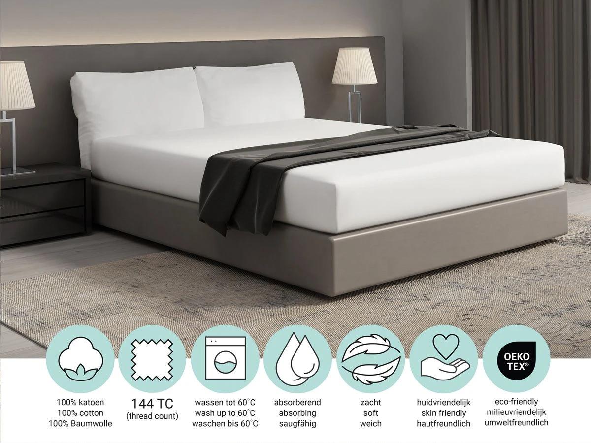 DoubleDry Home Wit Hoeslaken - 180 X 200 Cm 5 DoubleDry Home Wit Hoeslaken - 180 X 200 Cm - Afbeelding 5