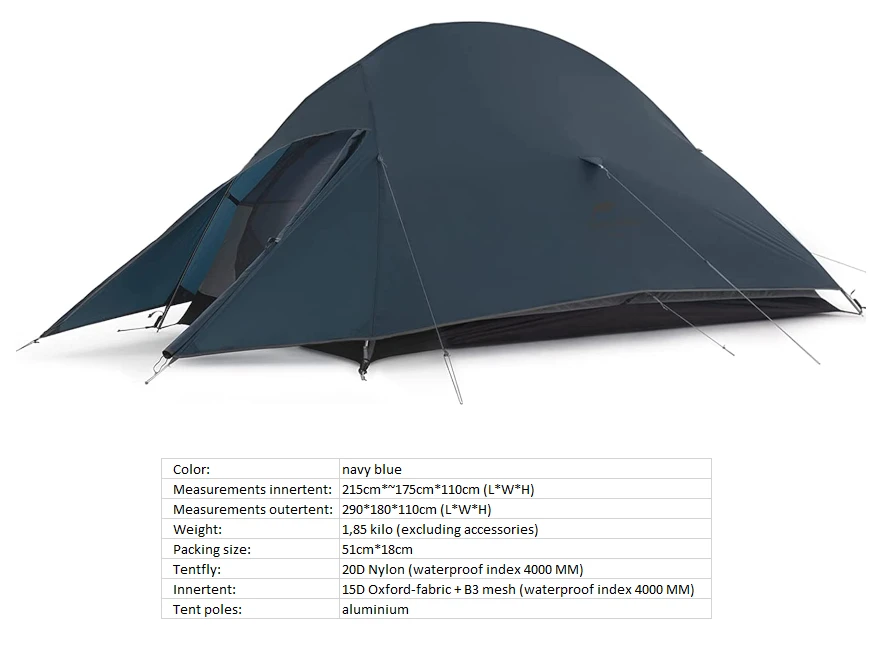 Naturehike Cloud Up 3 Upgraded Koepeltent 5 Naturehike Cloud Up 3 Upgraded Koepeltent - Afbeelding 5