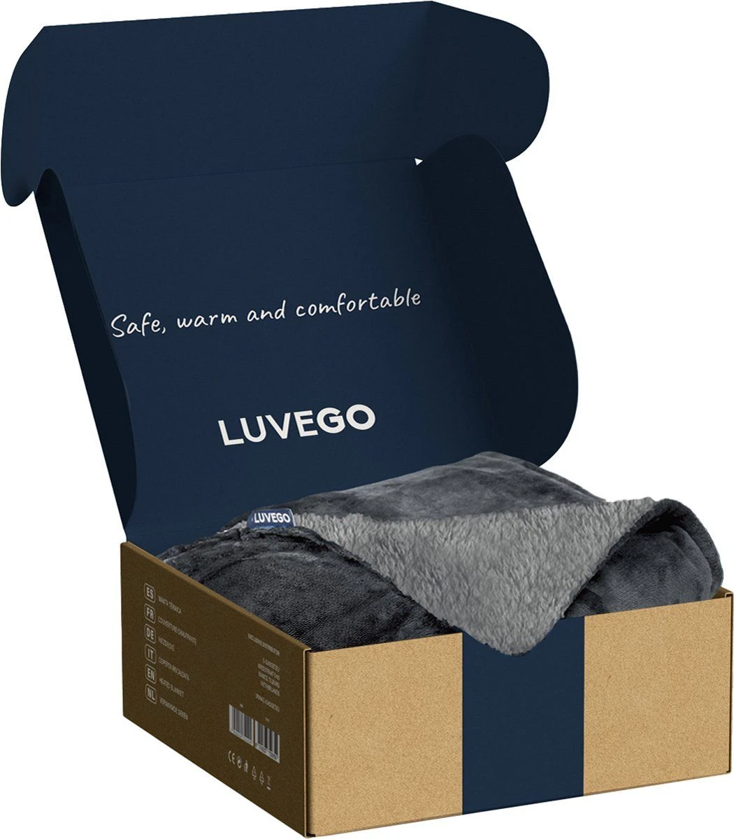 Luvego Fleece/sherpa Elektrische Deken - Dark Blue 6 Luvego Fleece/sherpa Elektrische Deken - Dark Blue - Afbeelding 6
