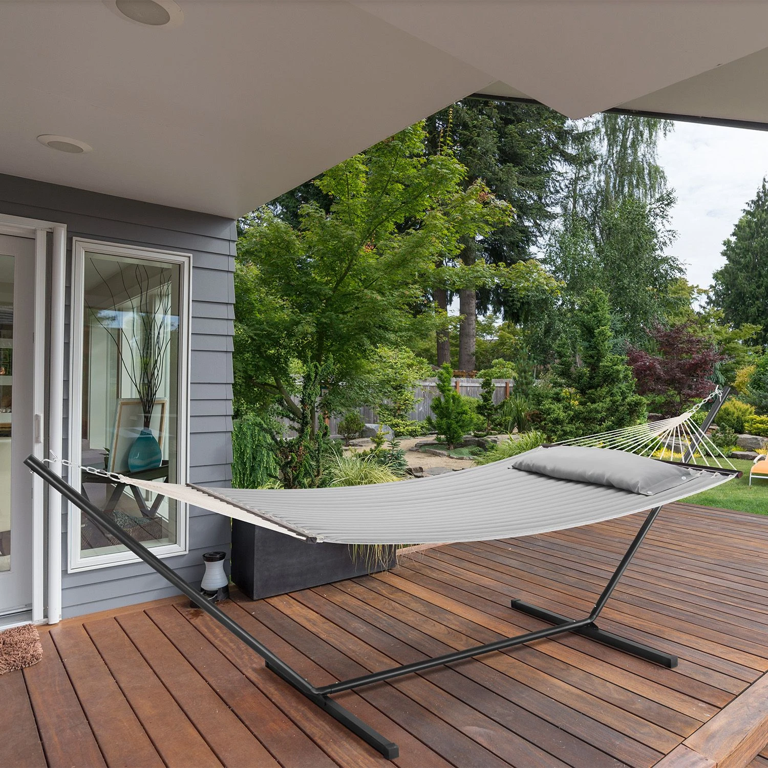 Juskys Cata Hangmat Met Onderstel En Kussen - Grey 2 Juskys Cata Hangmat Met Onderstel En Kussen - Grey - Afbeelding 2