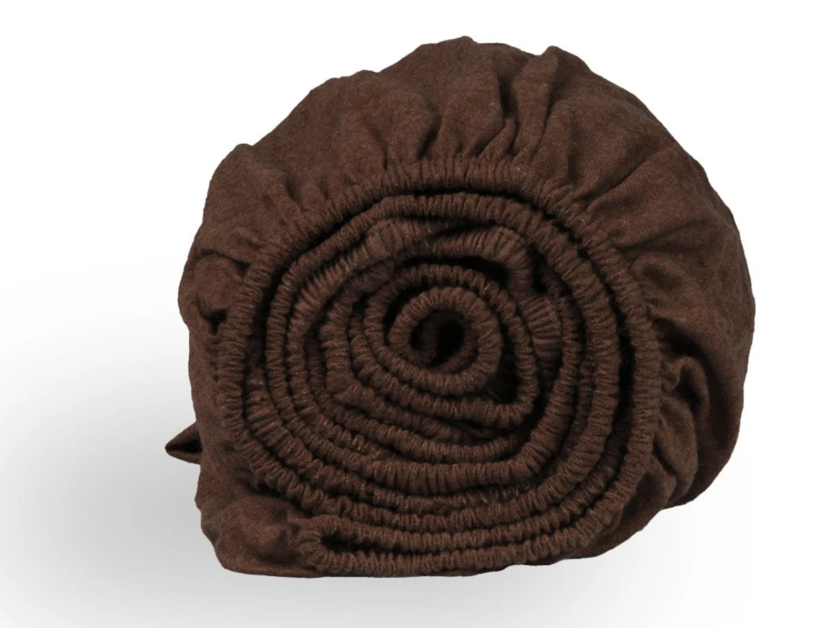 DoubleDry Flanel 180x200 Cm Hoeslaken - Bruin 2 DoubleDry Flanel 180x200 Cm Hoeslaken - Bruin - Afbeelding 2