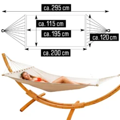 AMANKA 200 X 120 Hangmat Met Houten Frame - Beige -Merkloos Winkel e70265ddb43ccb00