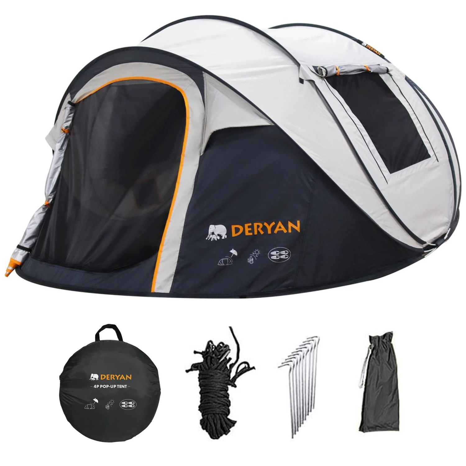 Deryan 4-persoons 2000MM Luxe Pop Up Tent 2 Deryan 4-persoons 2000MM Luxe Pop Up Tent - Afbeelding 2