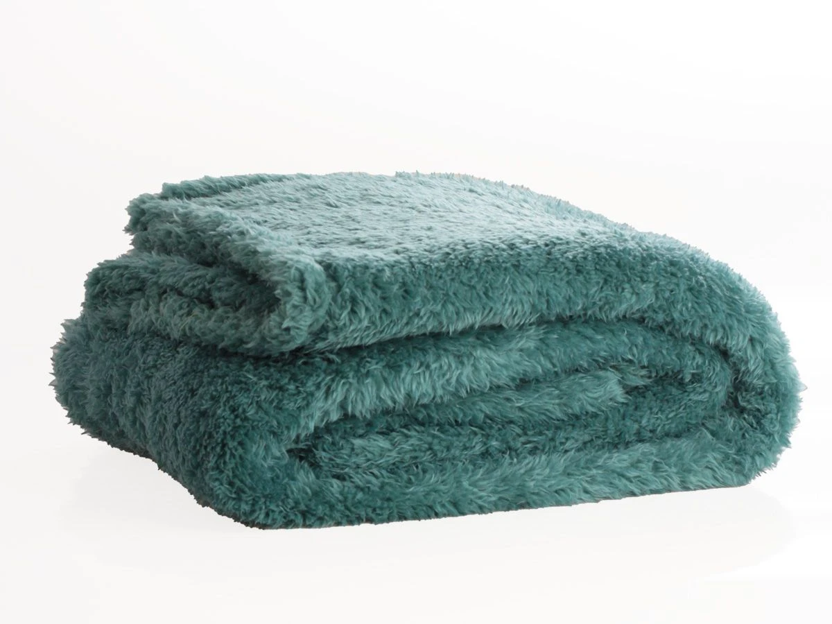 Merkloos PHLOX Teddy 130 X 170 Cm Plaid - Groen Blauw 2 Merkloos PHLOX Teddy 130 X 170 Cm Plaid - Groen Blauw - Afbeelding 2