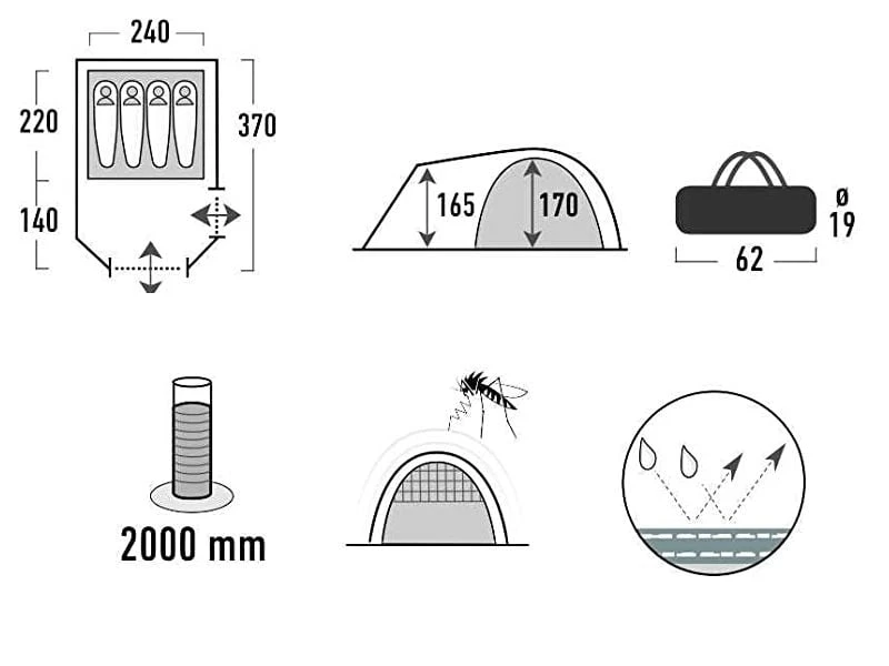 High Peak Tessin 4 Koepeltent 4 High Peak Tessin 4 Koepeltent - Afbeelding 4